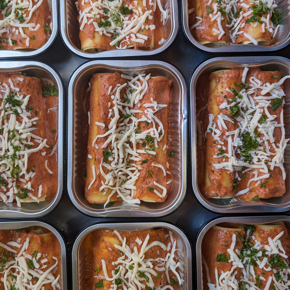 Manicotti ricotta épinards, sauce rosée