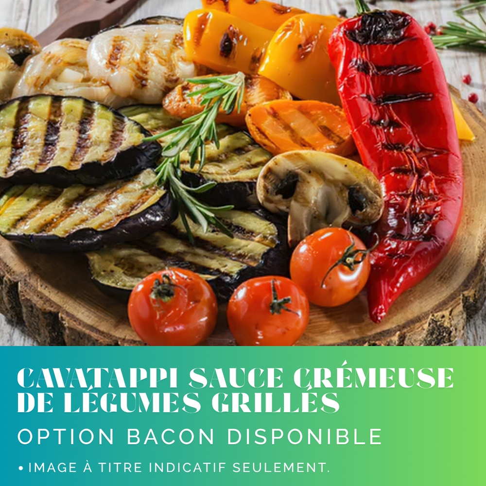 Cavatappi sauce crémeuse de légumes grillés (option bacon)