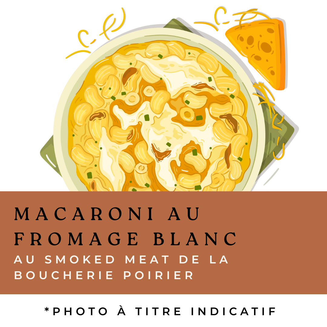 Macaroni au fromage blanc, viande fumée de la boucherie Poirier