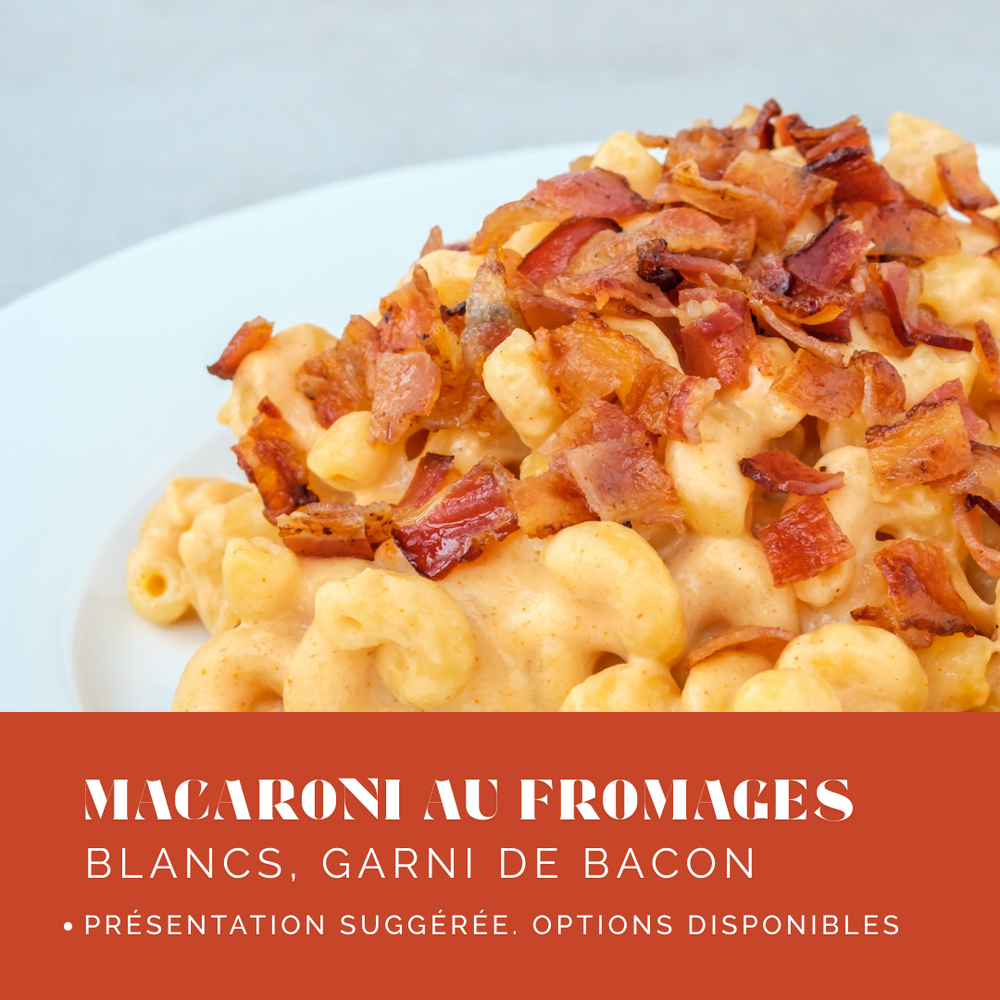 White cheese mac n'cheese with smoked meat