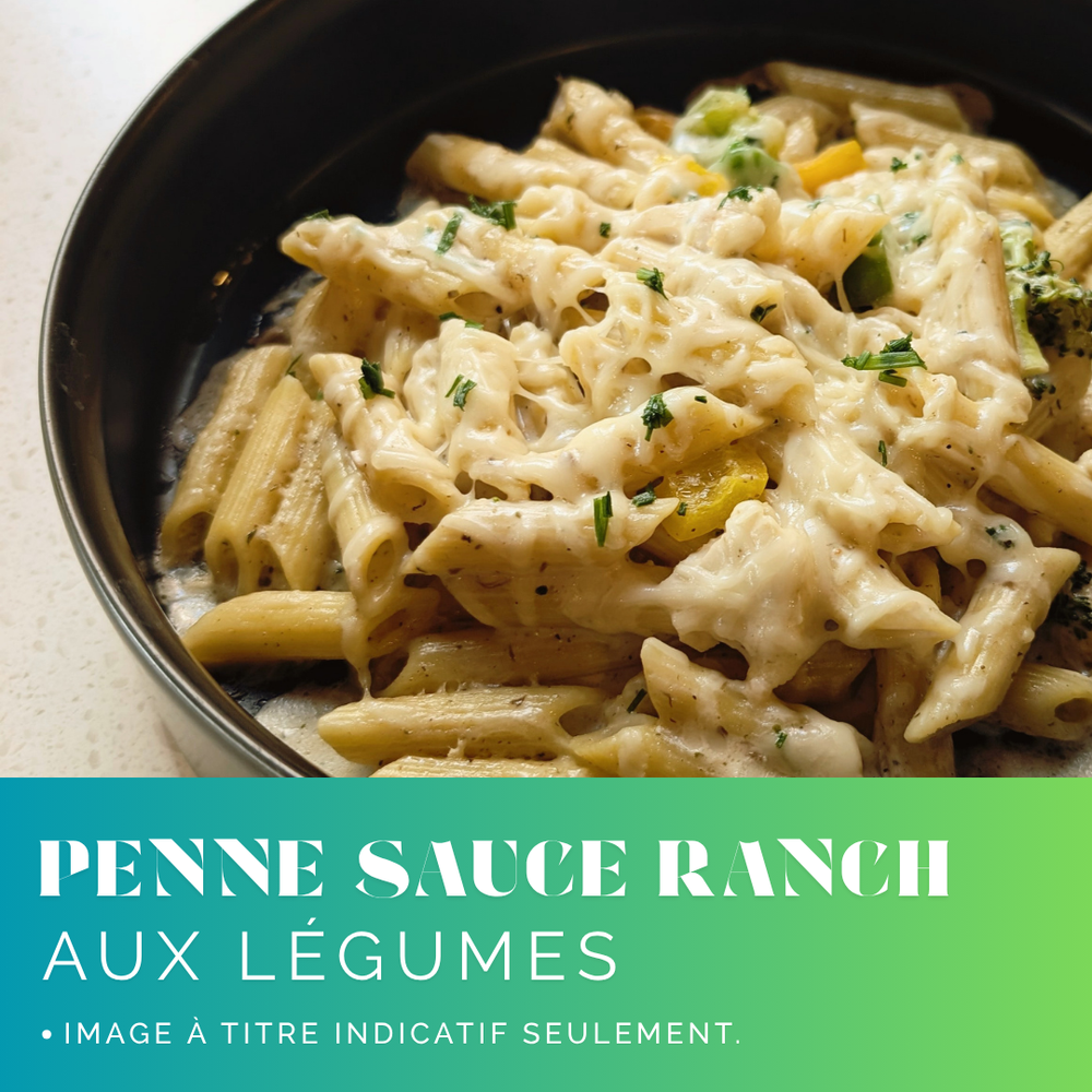 Penne sauce crémeuse à la ranch aux légumes, gratiné