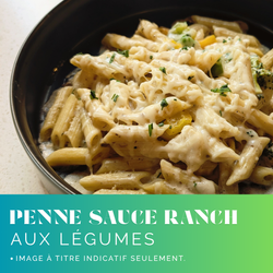 Penne sauce crémeuse à la ranch aux légumes, gratiné