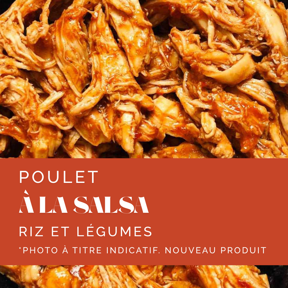 Poulet à la salsa, riz basmati aux herbes fraîches et légumes