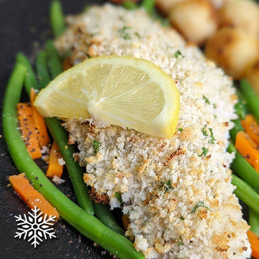 Morue en croûte de panko parmesan et citron