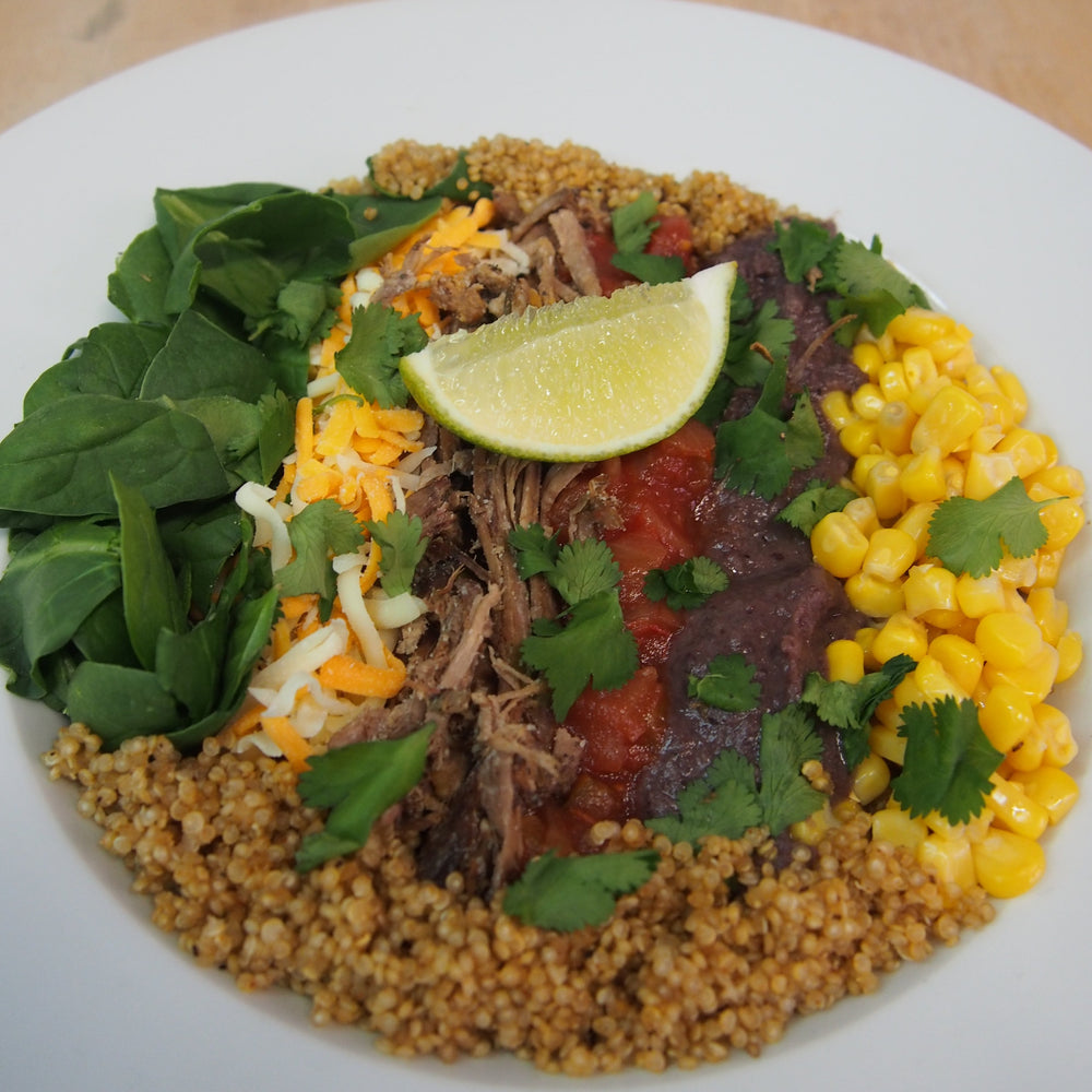 Quinoa with pulled pork mexicain style