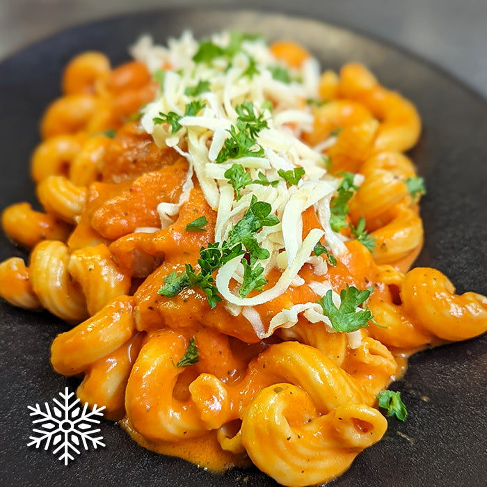 Cavatappi au poulet, sauce aux poivrons rouges rôtis