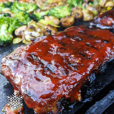 Côtes levées, sauce BBQ maison et frites de patates douces