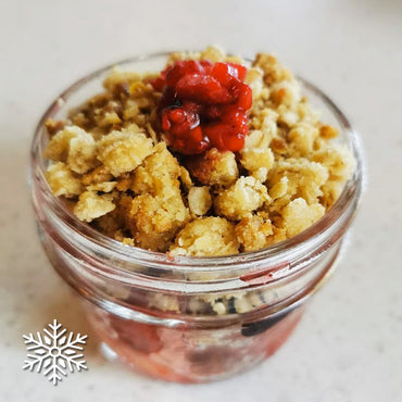 Apple, strawberry and rhubarb crisp