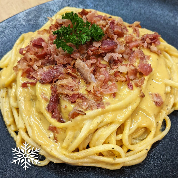 Fettucine sauce à la courge rôtie et bacon