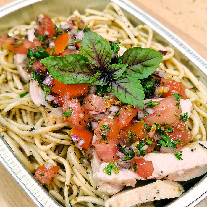 Chicken bruschetta spaghettini