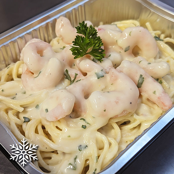 Spaghettini Alfredo aux crevettes