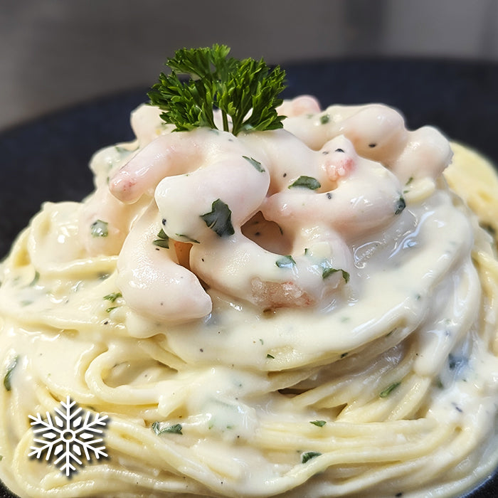 Spaghettini Alfredo aux crevettes