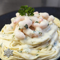 Spaghettini Alfredo aux crevettes