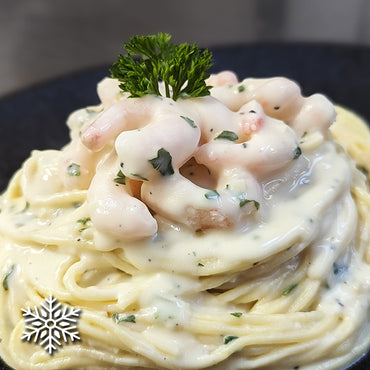 Spaghettini Alfredo aux crevettes